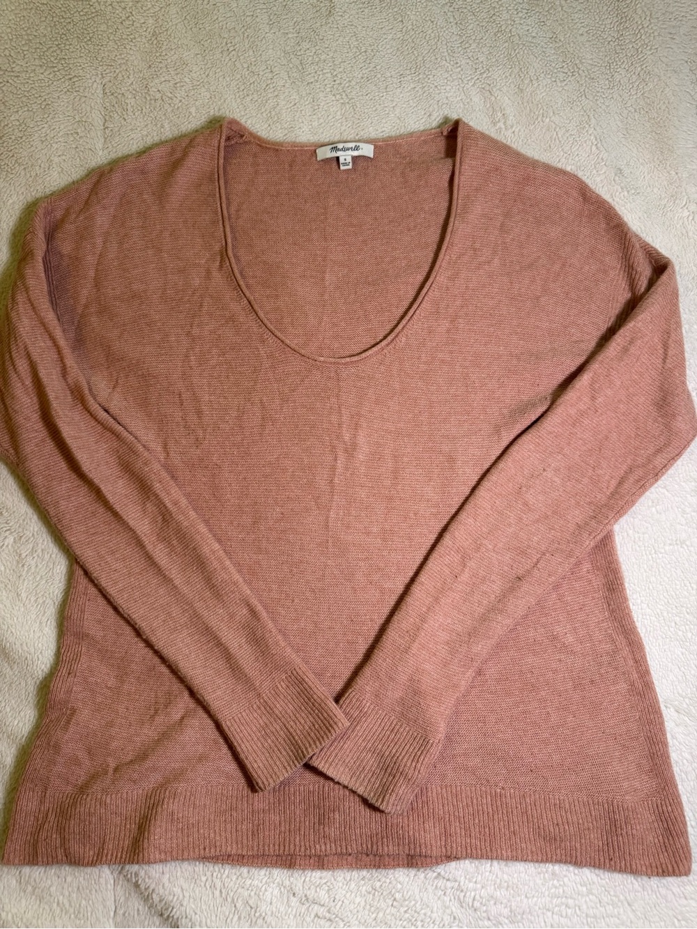 Madewell Kimball Rose Scoop-Neck Lightweight Knit Sweater, size S